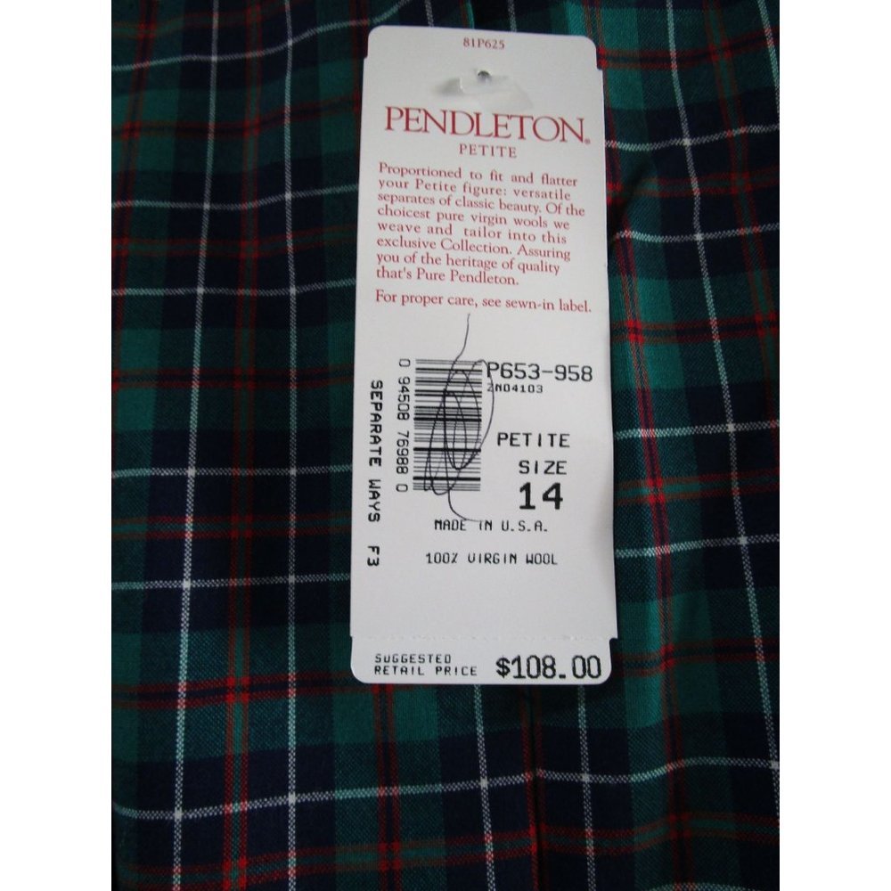 Pendleton Petite Preppy Tartan Plaid Skirt Sz 14 Damaged With Tags Repair Cutter - Picture 9 of 16